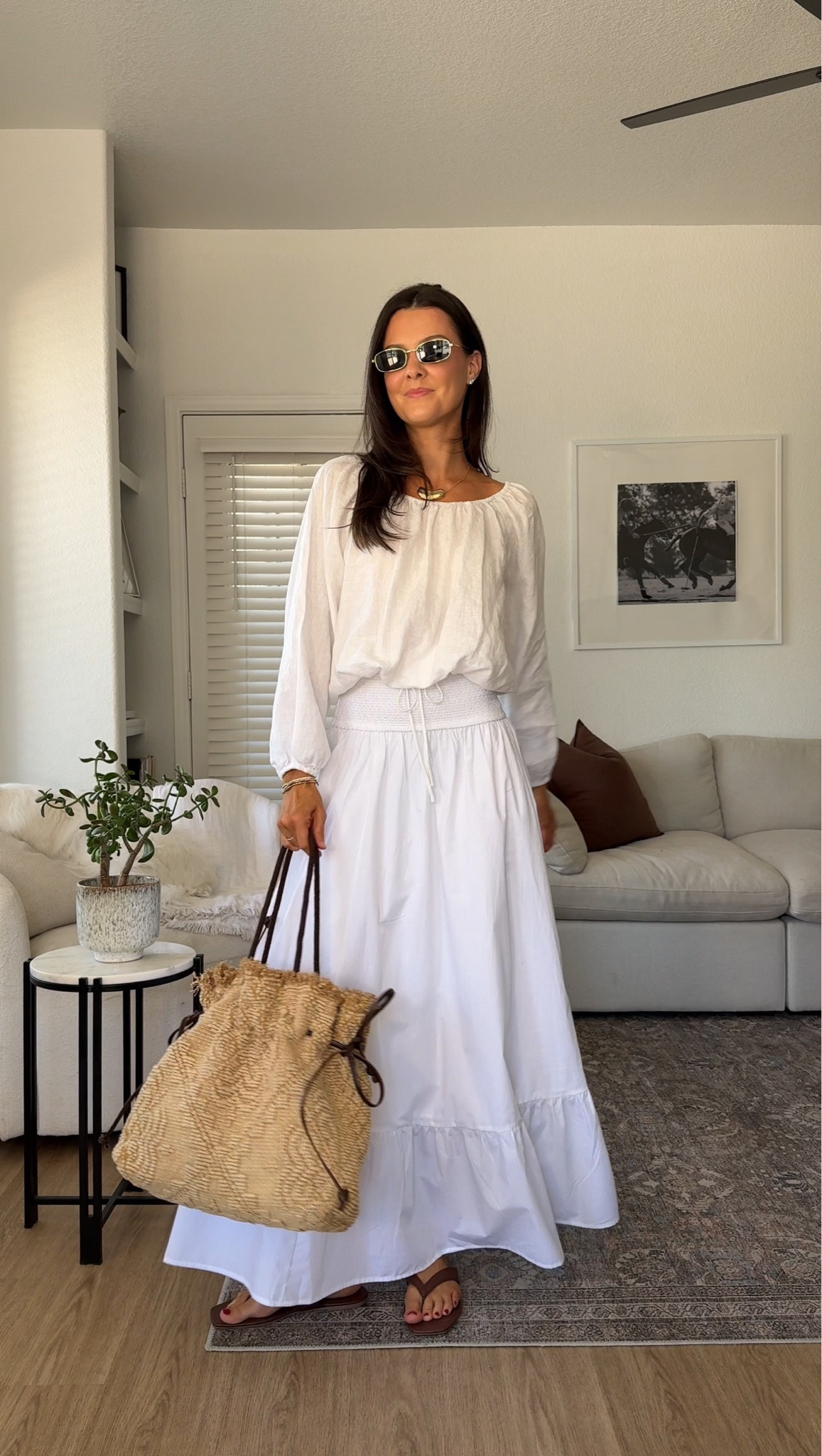Convertible white maxi dress and skirt! I am 5’7” wearing a size XS regular in the dress/skirt!