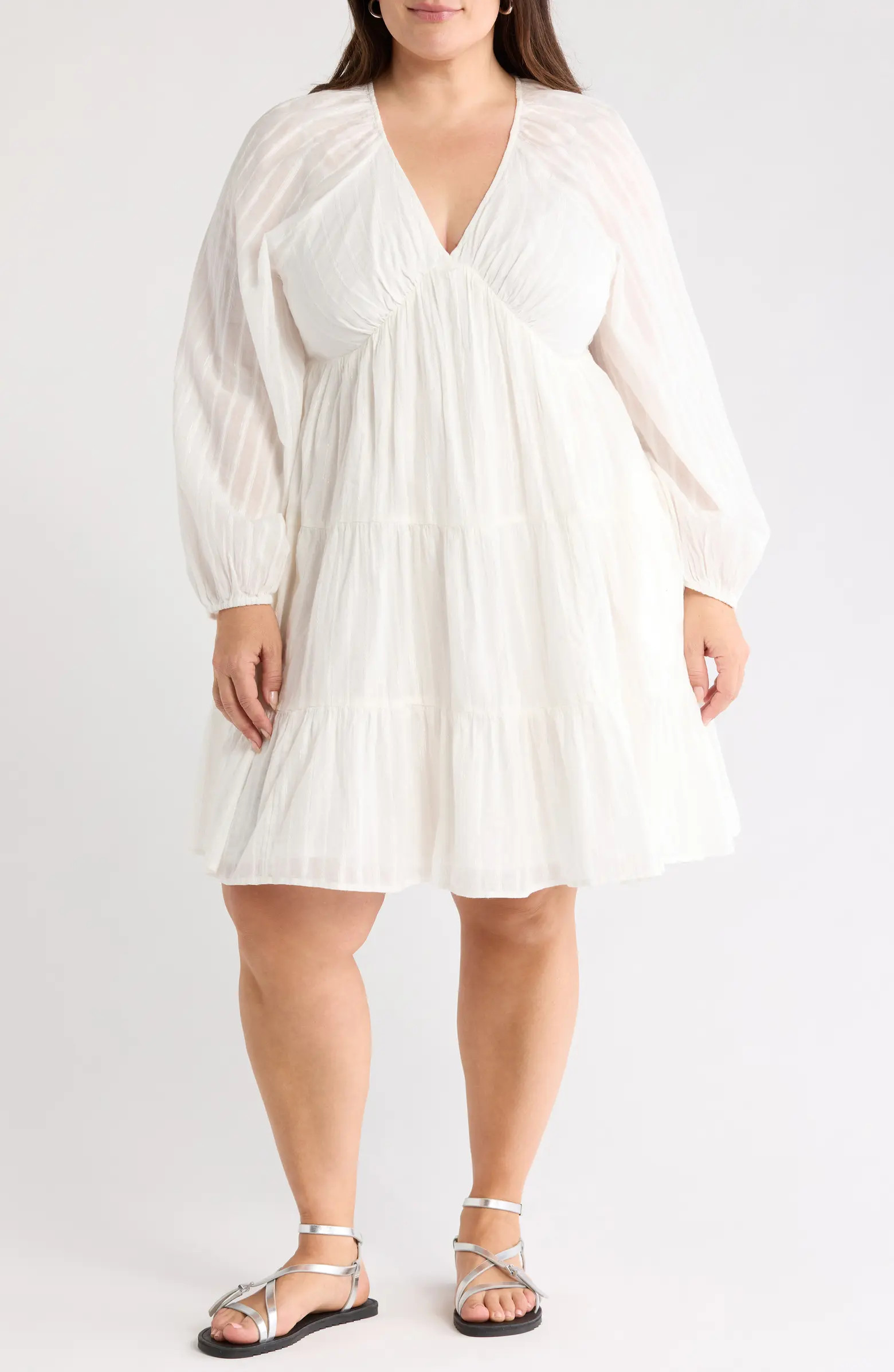 Treasure & Bond Tiered Long Sleeve Babydoll Dress | Nordstrom | Nordstrom