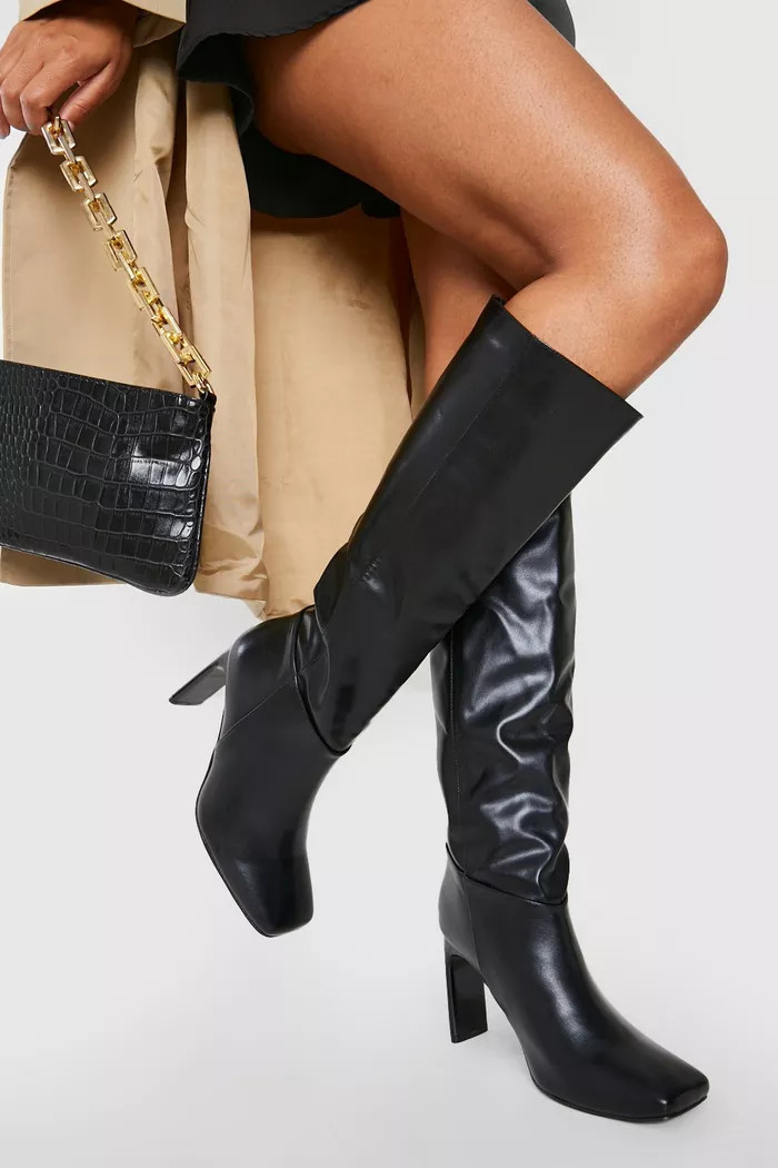 Square Toe Knee High Boots | Boohoo.com (UK & IE)