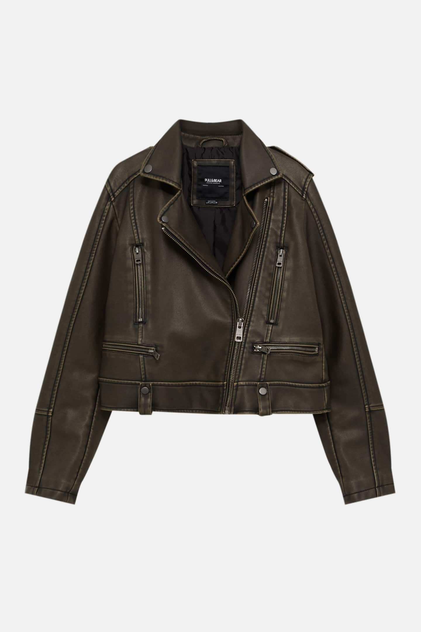 Faux leather biker jacket | PULL and BEAR UK