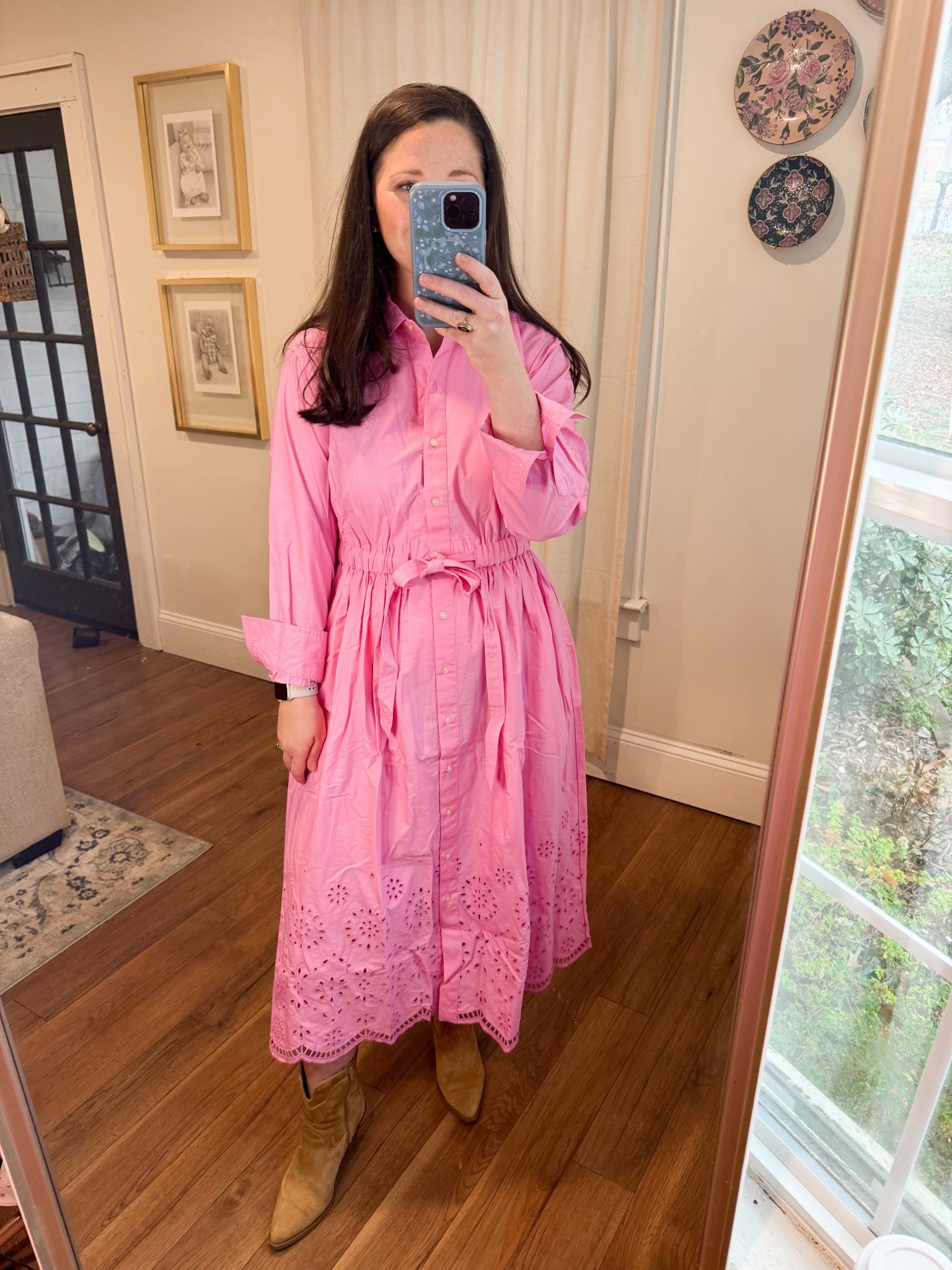 Pink dress. Work dress eyelet dress. Easter dress. New from walmrt 