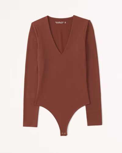 Women's Long-Sleeve Seamless Fabric V-Neck Bodysuit | Women's New Arrivals | Abercrombie.com | Abercrombie & Fitch (US)