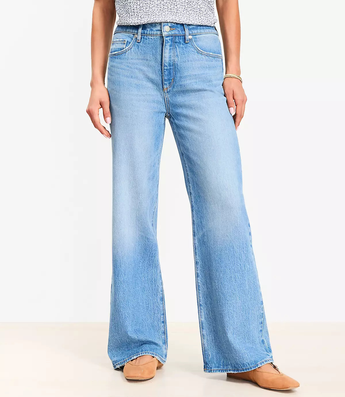 Curvy High Rise Wide Leg Jeans in Vintage Indigo | LOFT