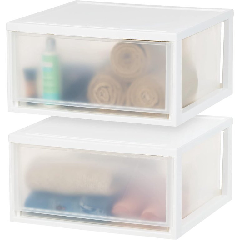 47 Qt. Plastic Drawer Storage Organizer Stacking Drawers, 2-Pack, Stackable Unit with Sliding Dra... | Walmart (US)