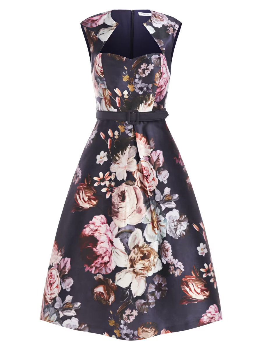 Arielle Belted Floral Midi-Dress | Saks Fifth Avenue