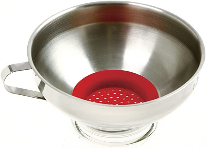Norpro Stainless Steel Wide Mouth Funnel with Silicone Strainer, 2.25in/5.5cm, As Shown | Amazon (US)