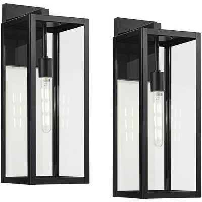 John Timberland Titan Modern Outdoor Wall Light Fixtures Set of 2 Mystic Black Rectangular Frame 20" Clear Glass for Post Exterior Barn | Target