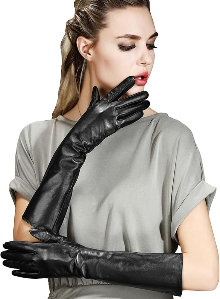 Womens Long Leather Gloves Winter Touchscreen Opera Evening Dress Driving Gloves | Amazon (US)