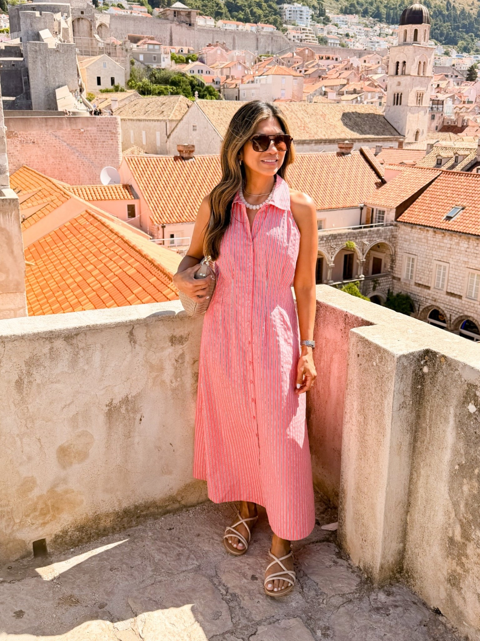 I’m 5’2” 118#ish for reference 
Dress in size small a little loose in the waist area.
Sandals size down-very comfy! -linking in several stores. I have the color Platino
Bag is the small size in taupe. 
Summer outfit, Europe outfit, Amazon finds, over 50 style, midlife fashion, petite fashion,midlife women, affordable fashion, fashion over40

#LTKPetite #LTKTravel #LTKOver40