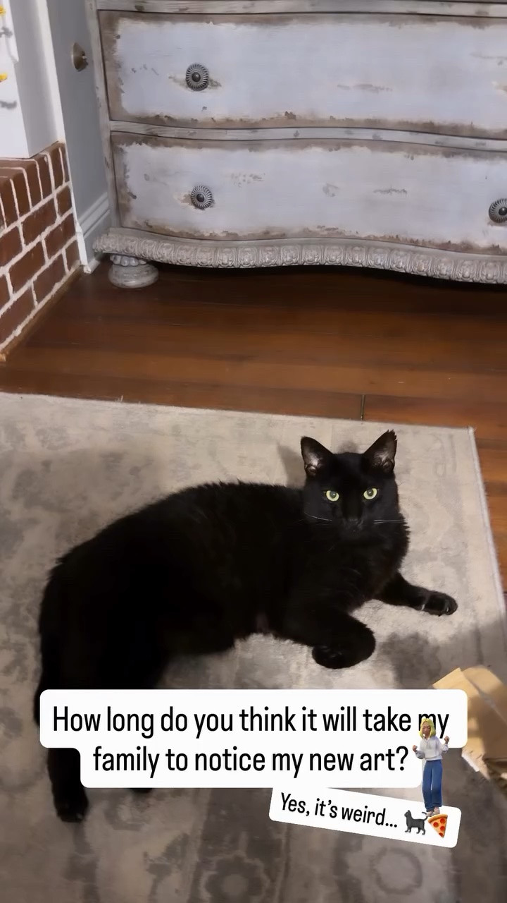 How long do you think it will take my family to notice my new art? Yes, it’s weird… 🐈‍⬛🍕