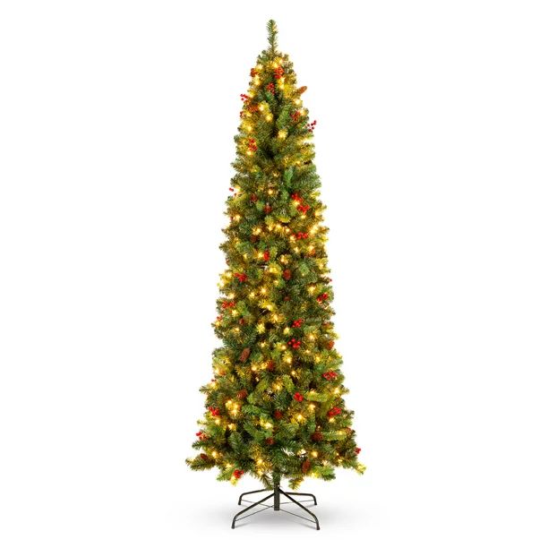 Best Choice Products Clear Incandescent Green Prelit Pencil Decorated Holiday Christmas Tree, wit... | Walmart (US)