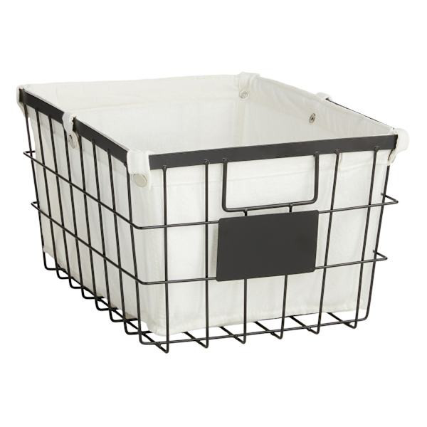 Black Metal Wire Storage Basket With Liner, sold by At Home | At Home