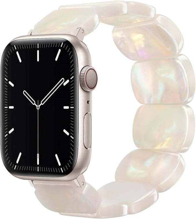 Resin Stretchy Watch Bands Women Compatible with Apple Watch 38mm 40mm 41mm 42mm (S10) Tortoise L... | Amazon (US)