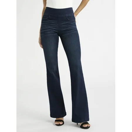 Sofia by Sofia Vergara Women's and Women's Plus Melisa Flare High Rise Pull On Jeans, 30.5", 32.5" and 34.5" Inseams, Sizes 0-28 | Walmart (US)