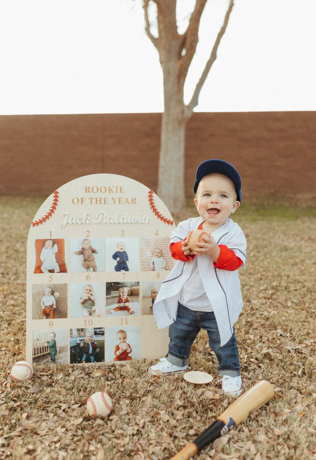 personalized rookie of the year first birthday photo display board, custom one year of baby board... | Etsy (US)
