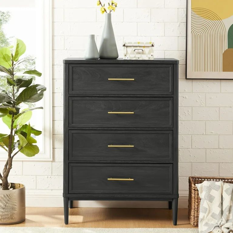 Better Homes & Gardens Oaklee 4-Drawer Dresser, Charcoal Finish - Walmart.com | Walmart (US)