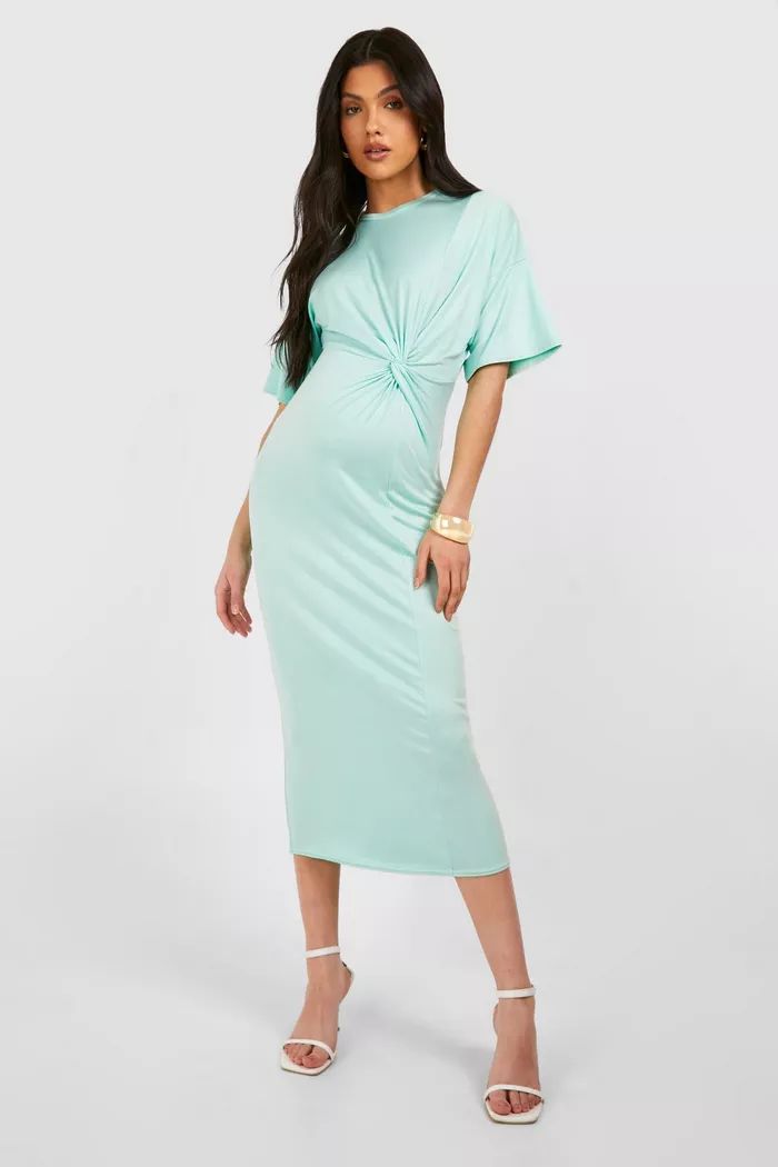 Maternity Knot Supersoft Midaxi Dress | boohoo (US & Canada)