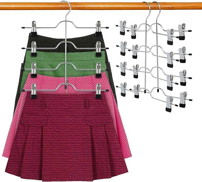 DOIOWN Skirt Hangers 4 Tier Pants Hangers Space Saving Hangers Closet Organizer for Skirt, Pants(... | Amazon (US)