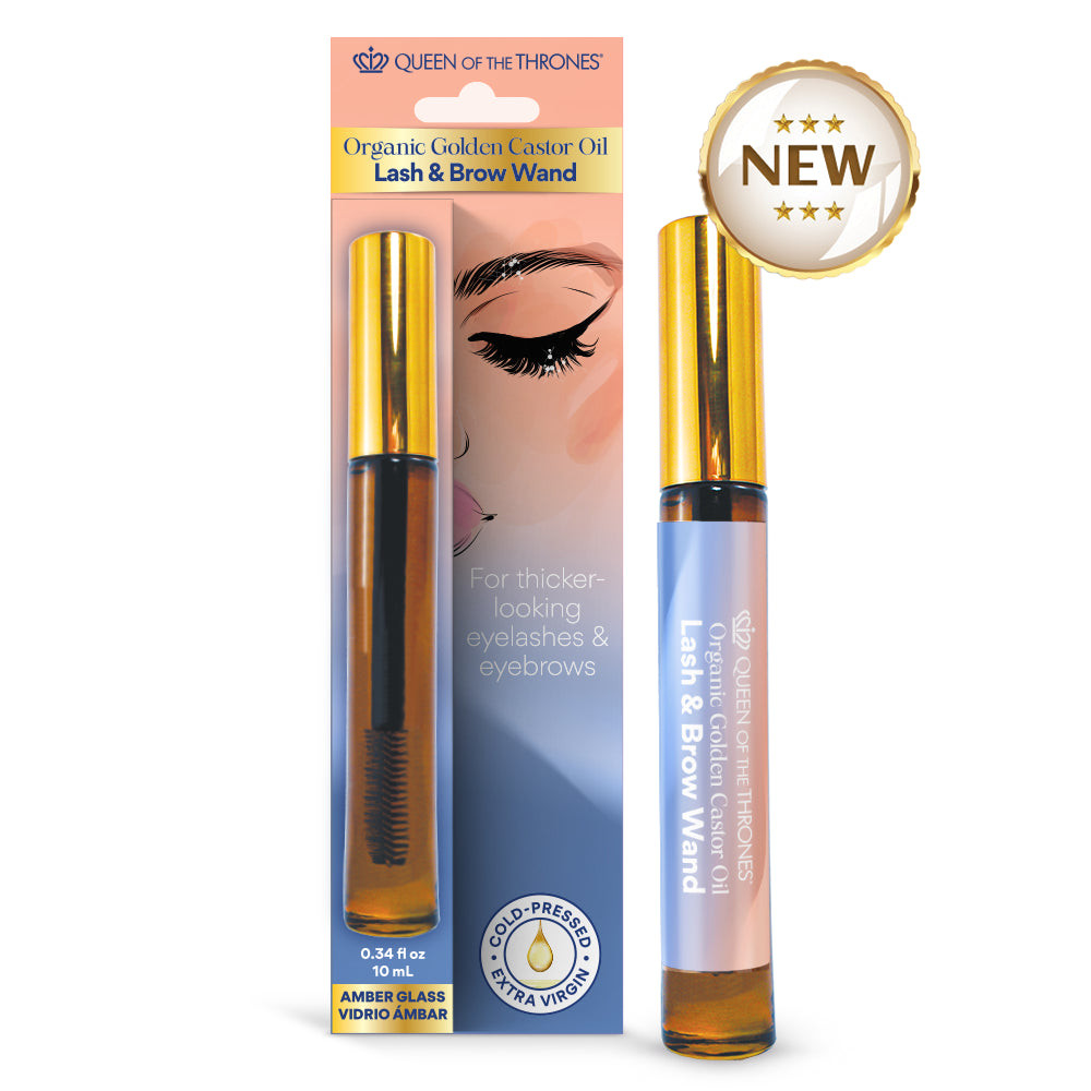 Organic Golden Castor Oil Lash & Brow Glass Wand 0.34 fl oz | Queen of the Thrones®