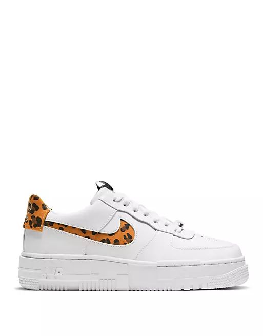 Nike Air Force 1 Pixel leopard print sneakers in white | ASOS (Global)