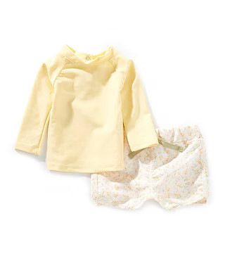 x Kristin Ellen Hockman Baby Boys Archie Solid Rashguard & Floral Print Swim Trunks Set | Dillard's