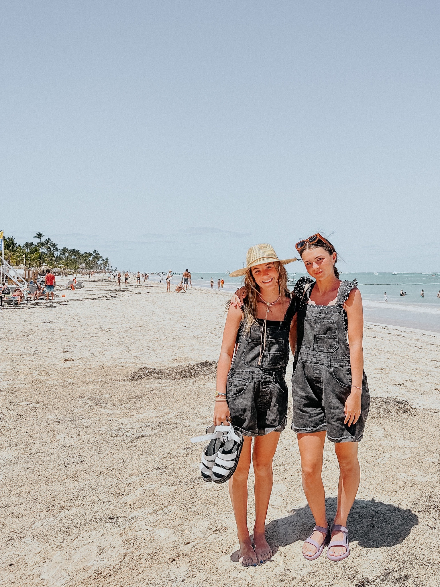 Lola in XS overalls 
Ella in small (we clipped stitch to make longer, Ella is wearing mine)
