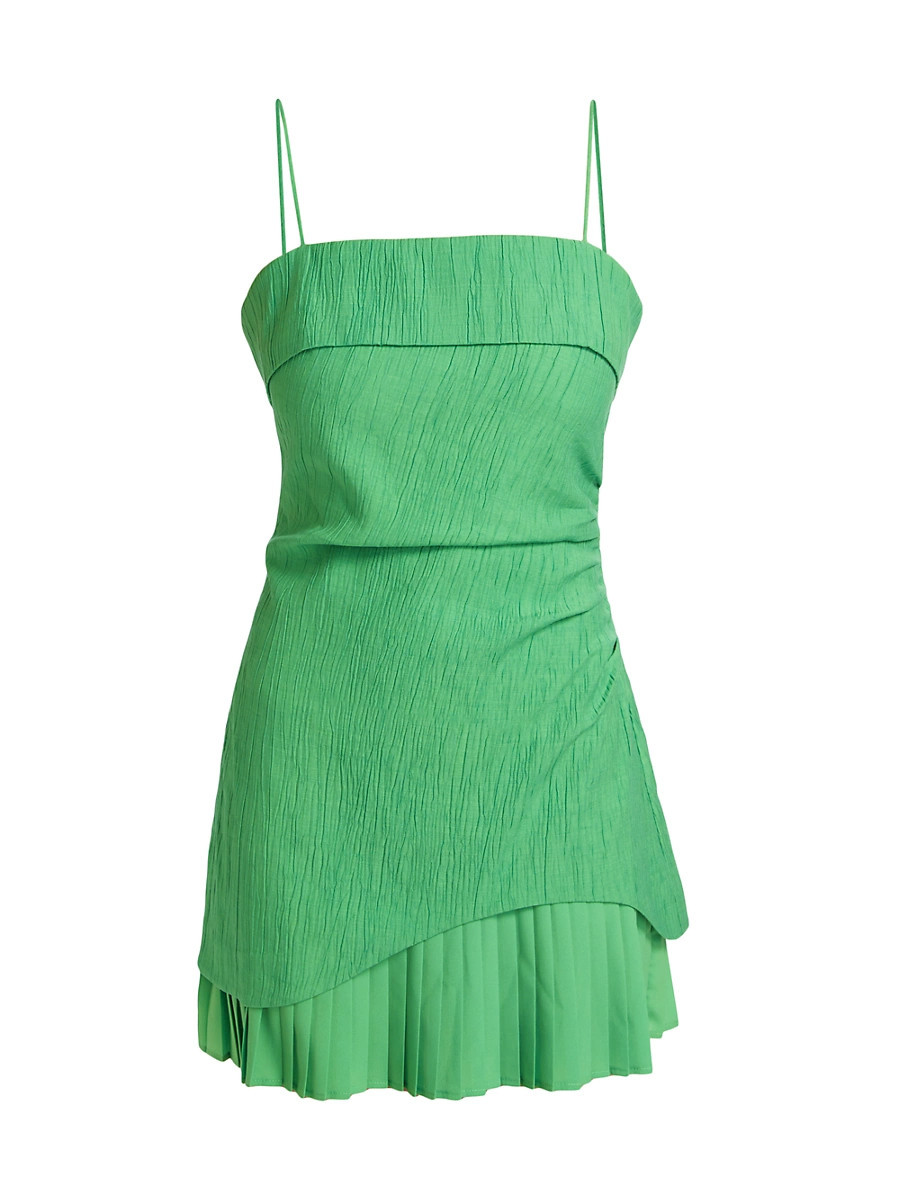 Women's Lienna Crinkled Plissé-Hem Minidress - Tadpole - Size 0 | Saks Fifth Avenue