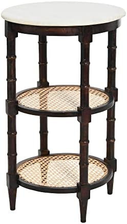 Creative Co-Op Mango Wood and Woven Cane Side End Table, Brown | Amazon (US)