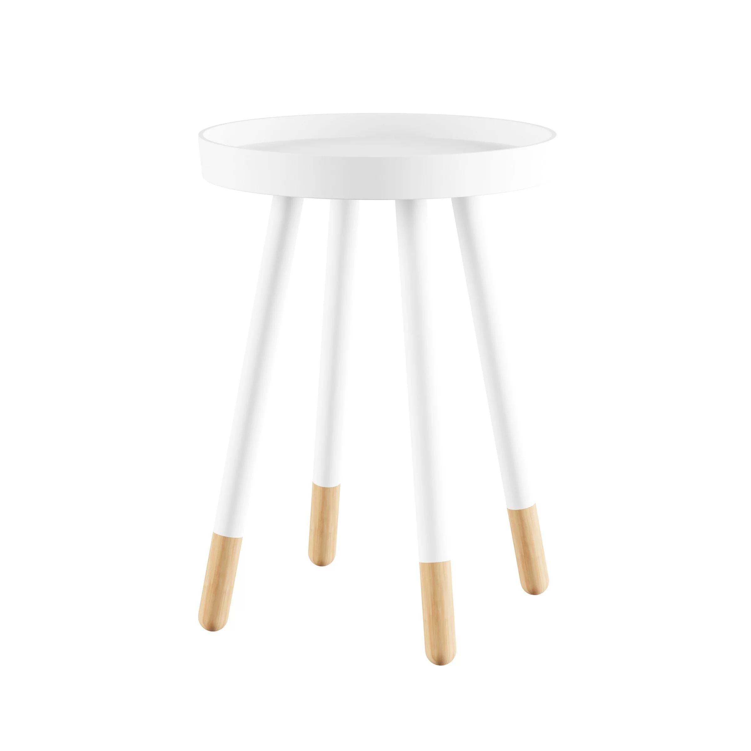 Lavish Home End Table Round Mid-Century Modern Wooden Contemporary Decor (White) | Walmart (US)