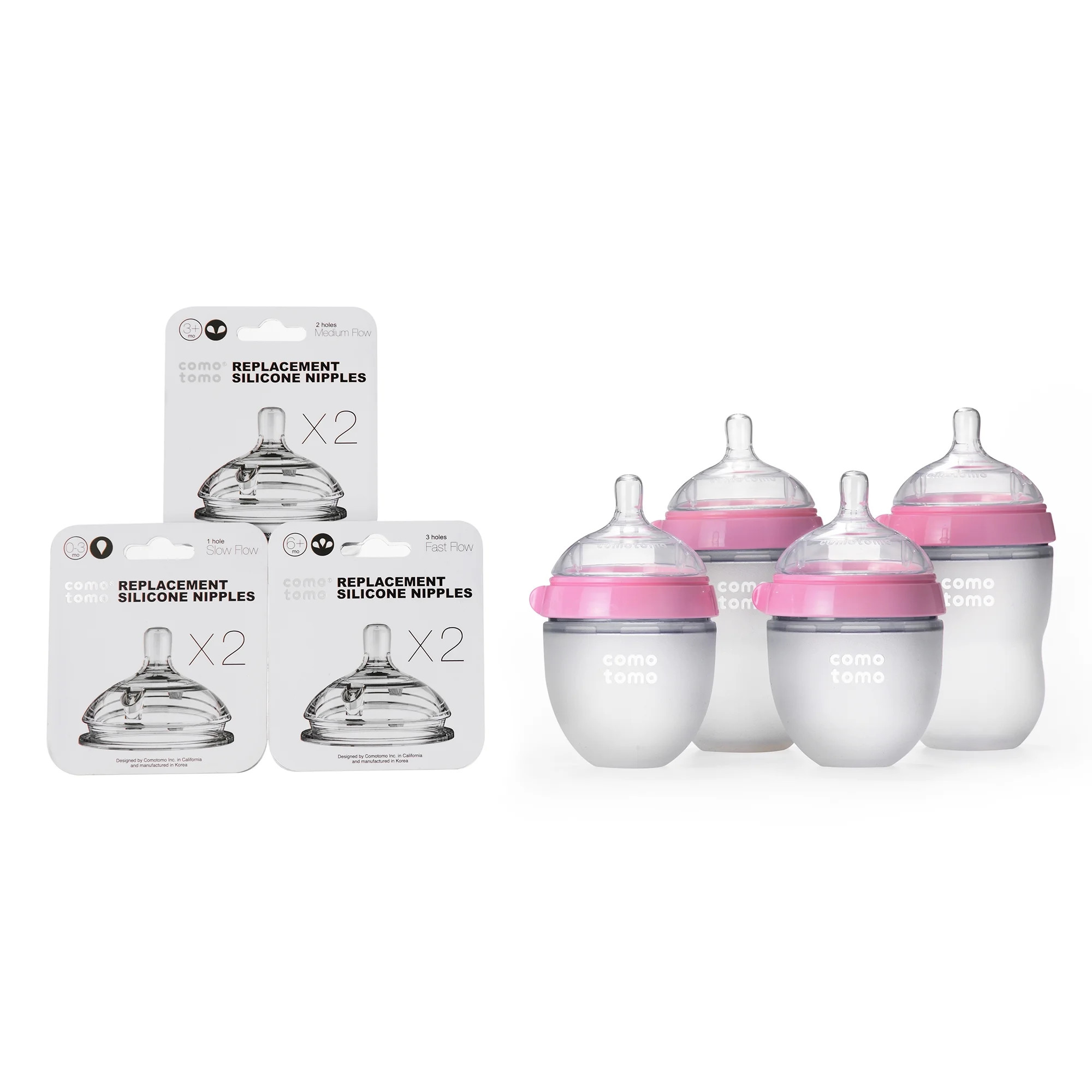 Comotomo Baby Bottle Bundle, Pink | Walmart (US)