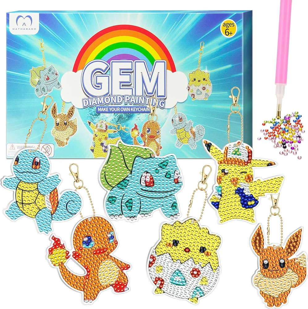 MATHARAGO Diamond Art for Kids 6 Pcs DIY Diamond Painting Cute Keyrings Set, Painting by Number G... | Amazon (US)