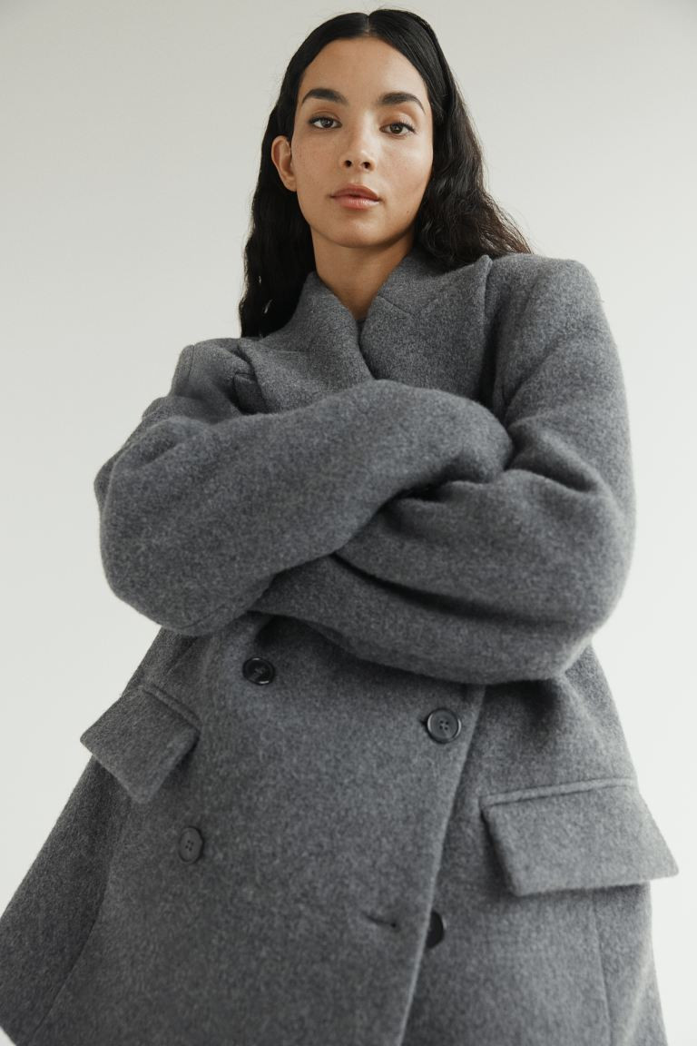 Wool Blend Double Breasted Jacket | H&M (AU)