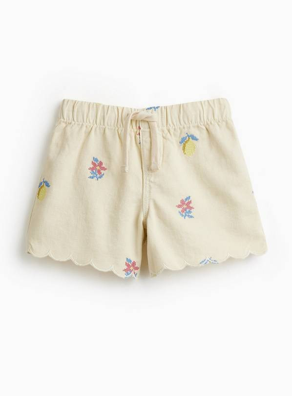 Cream Embroidered Denim Shorts 4-5 years | Tu Clothing