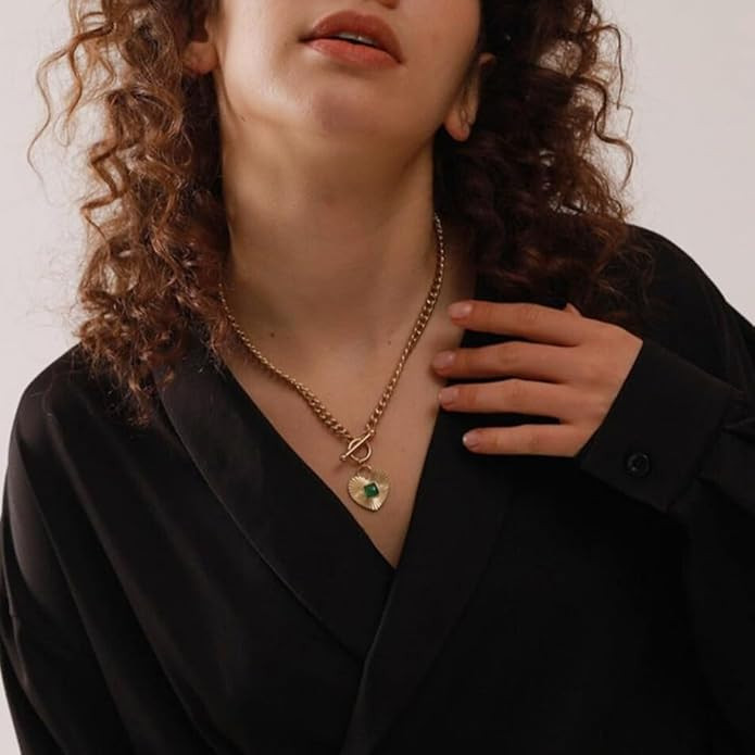 NUZON 2-Tone Interlocking | Sunburst Heart | CZ Evil Eye | Single Pear | Love Heart Pendant Neckl... | Amazon (US)