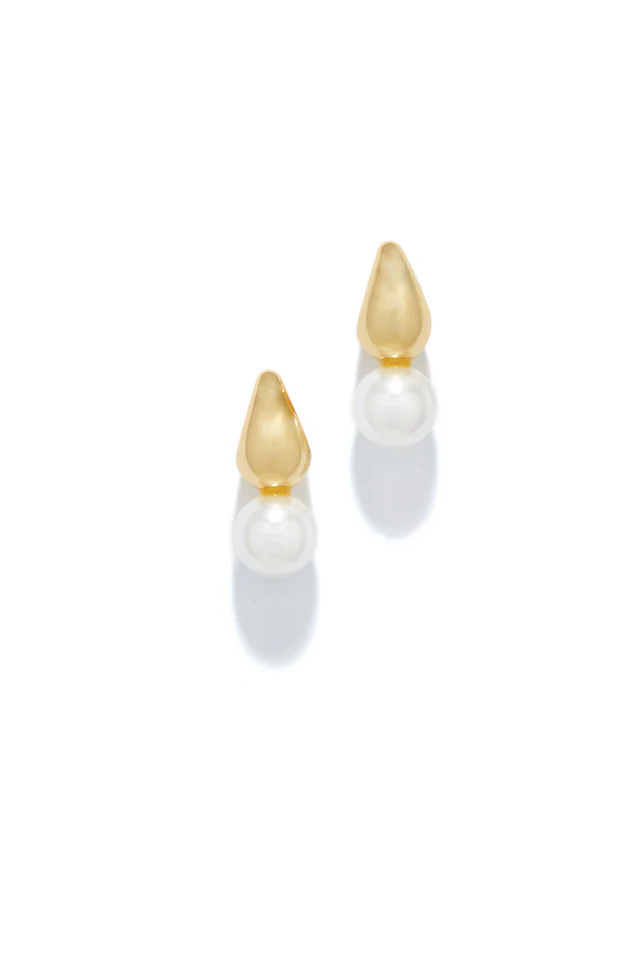 Miss Lola | Amparo Gold Pearl Drop Earring | MISS LOLA
