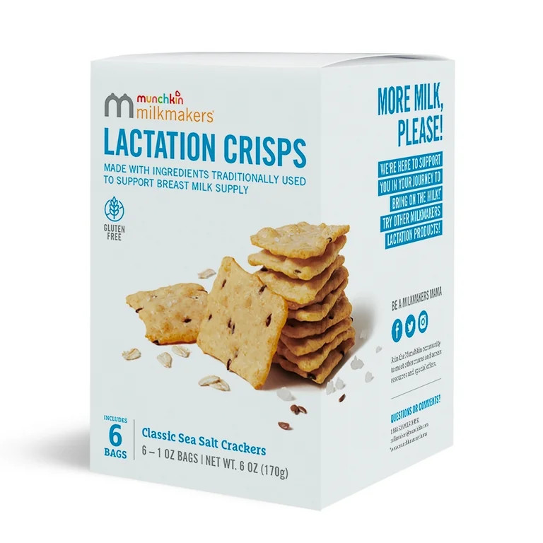 Munchkin® Milkmakers® Lactation Crisps, Sea Salt Crackers, 6 Count | Walmart (US)