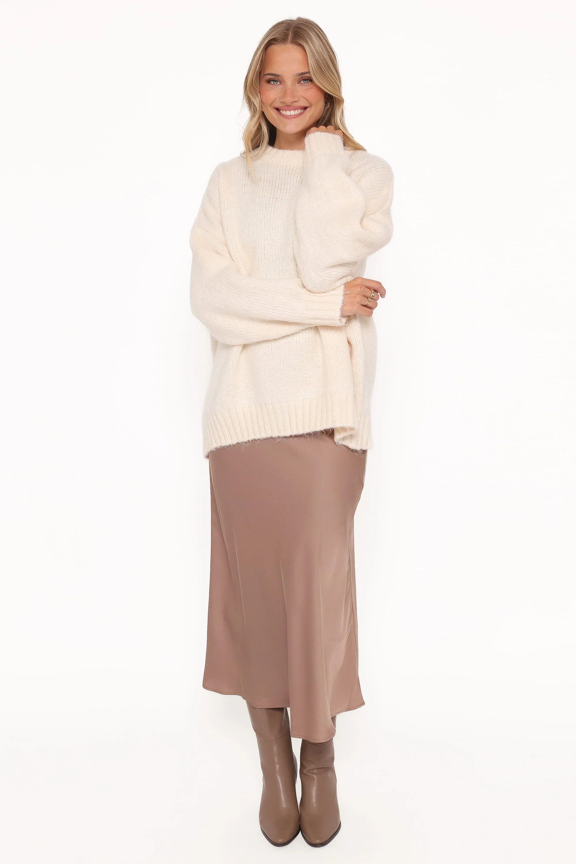 Lloyd Oversized Crew Knit Sweater - Cream | Petal & Pup (AU)