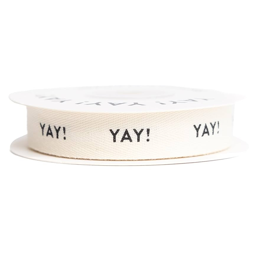 Custom Herringbone Cotton Ribbon, Natural 5/8 Inch Gift Ribbon with Yay! Printed Phrase, 10 Yards | Amazon (US)
