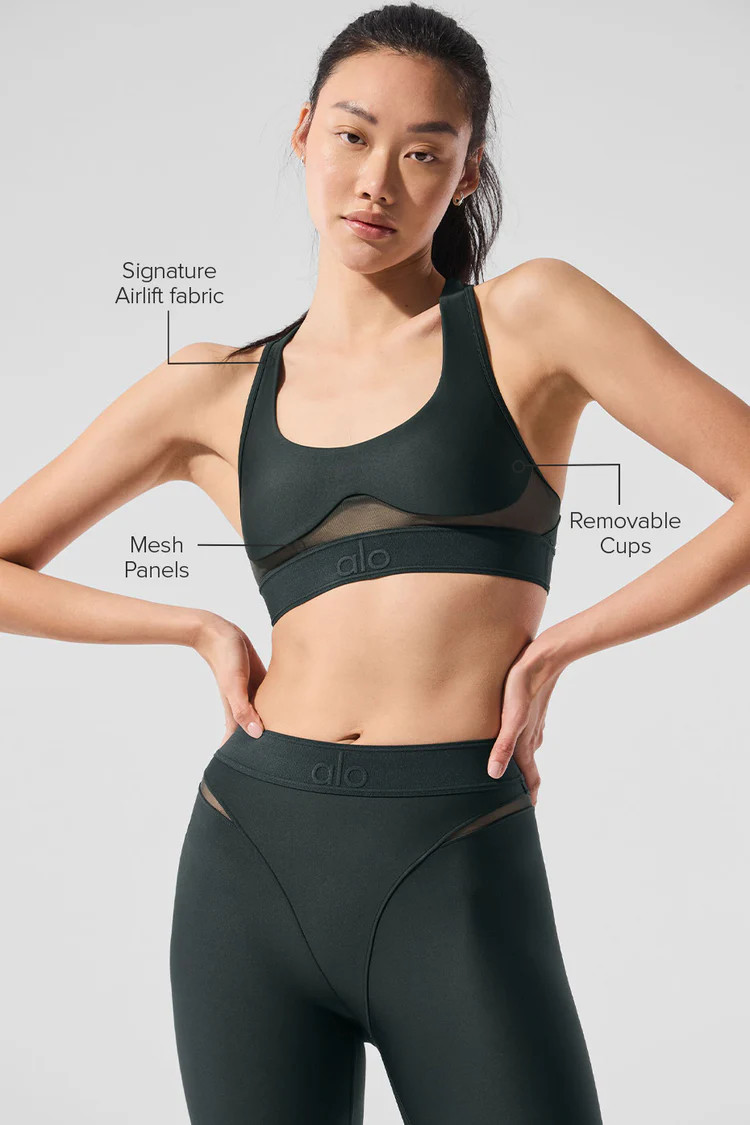 Airlift Rebel Bra - Charcoal Green | Alo Yoga (US)