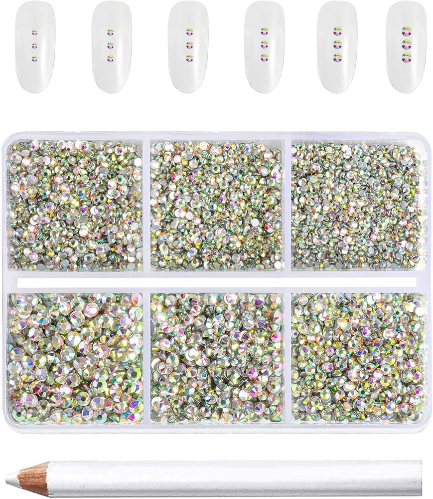 Beadsland Flatback AB Crystal Rhinestones Nail Gems, Round Rhinestones for Crafts,Mixed 6 Sizes w... | Amazon (US)