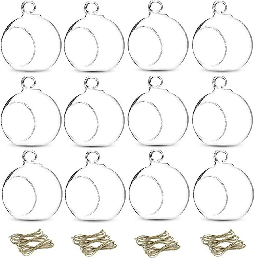 12 Pcs 3.15"/ 8cm Hanging Glass Tealight Holder Globe Plant Terrariums Glass Orbs Air Plants Tea ... | Amazon (US)