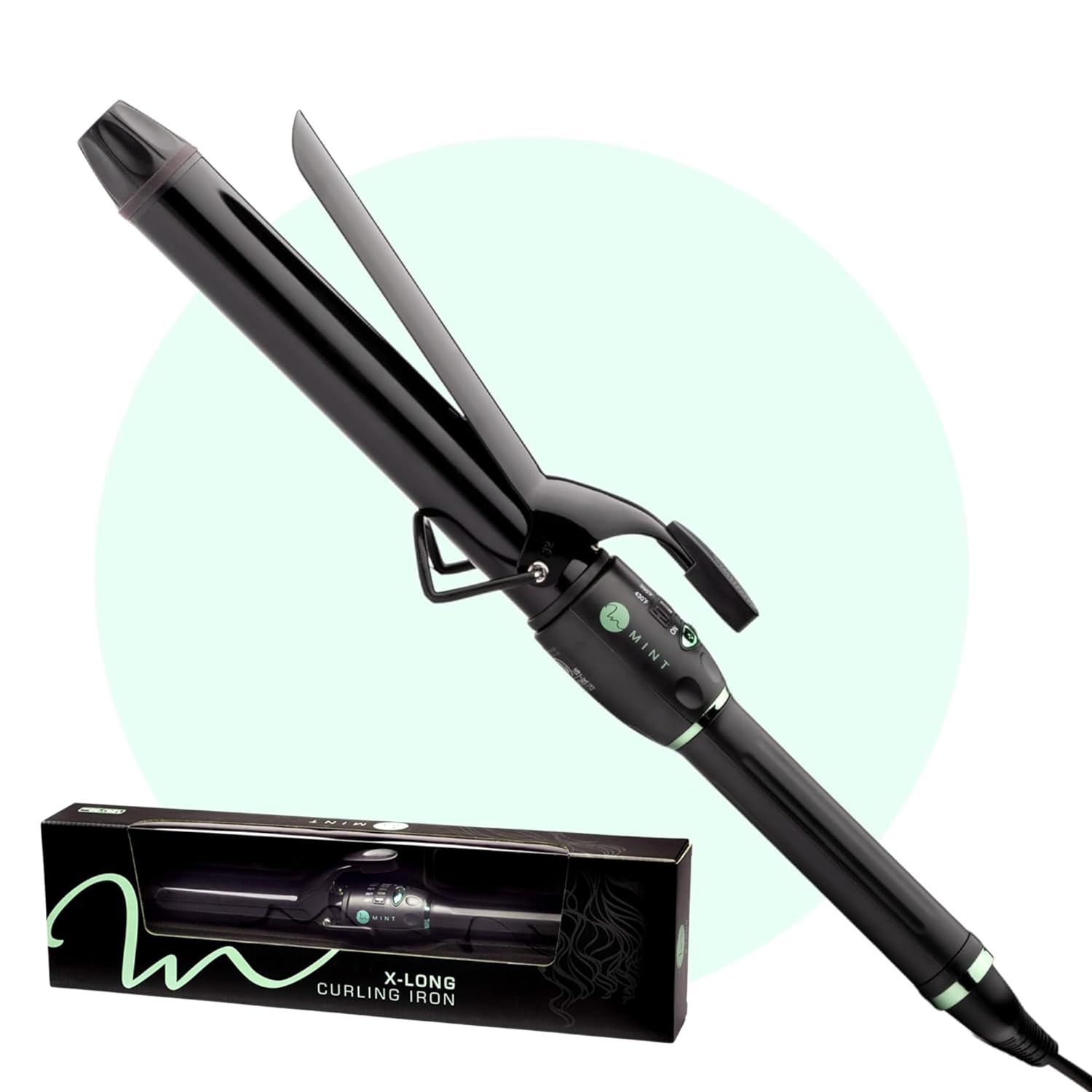 MINT Professional Extra Long Hair Curling Iron 1 1/4 inch | 2-Heater Ceramic Barrel That Stays Ho... | Amazon (US)