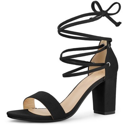 Perphy Strappy Lace Up Chunky High Heel Sandals for Women Black 8 | Target