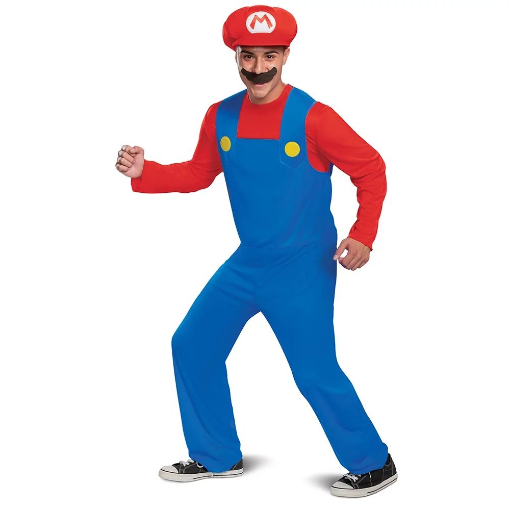 Disguise Super Mario Brothers Mario Classic Adult Halloween Costume - Walmart.com | Walmart (US)