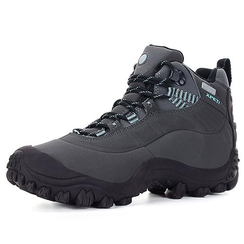 Manfen Women's Hiking Boots Lightweight Waterproof Hunting Boots, Ankle Support, High-Traction Grip, Grey/Blue, 8 | Amazon (US)