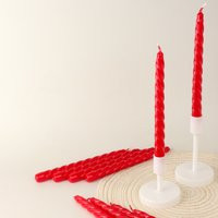 G Decor Pack Of 10 Or 20 Coraline Tall Red Candlesticks Twisted Dinner Candles | Etsy (UK)