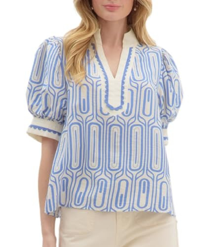 Women Boho Short Sleeve Shirt Ruffle Sleeve V Neck Blouse Top Cute Floral Printed Loose Peplum Babydoll Tops | Amazon (US)