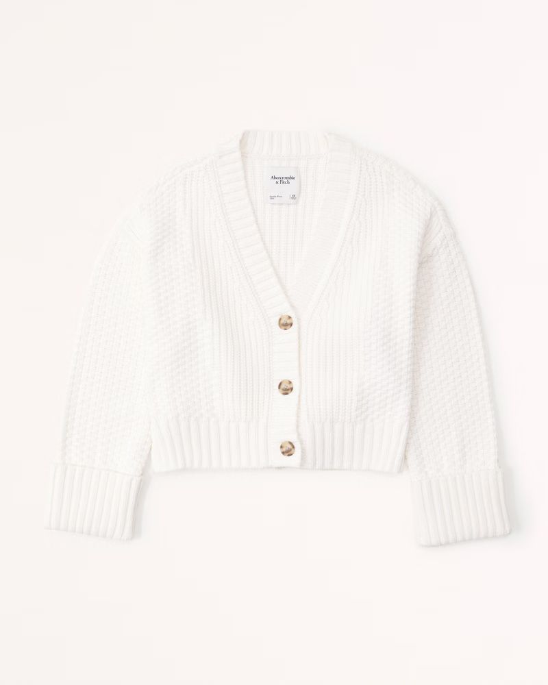 Women's Cotton-Blend Seed Stitch Cardigan | Women's Tops | Abercrombie.com | Abercrombie & Fitch (US)