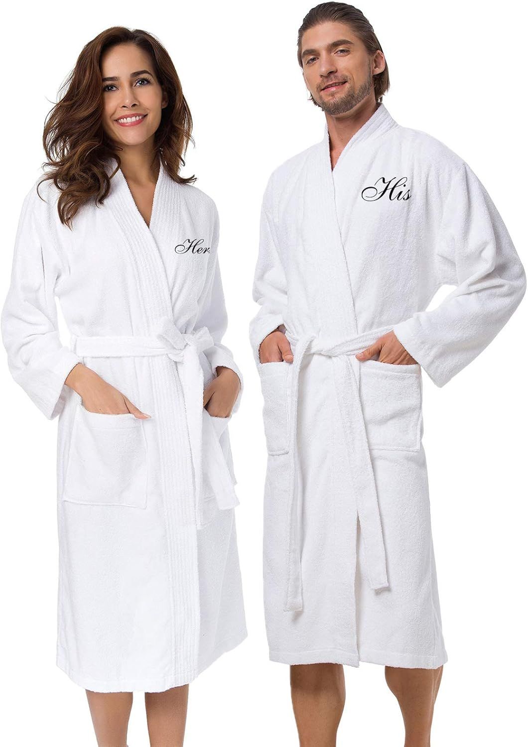 AW BRIDAL 2Pcs Couple's Terry Cotton Kimono Robe 100% Cotton Spa Bathrobe Set - Unisex Hotel Robe... | Amazon (US)