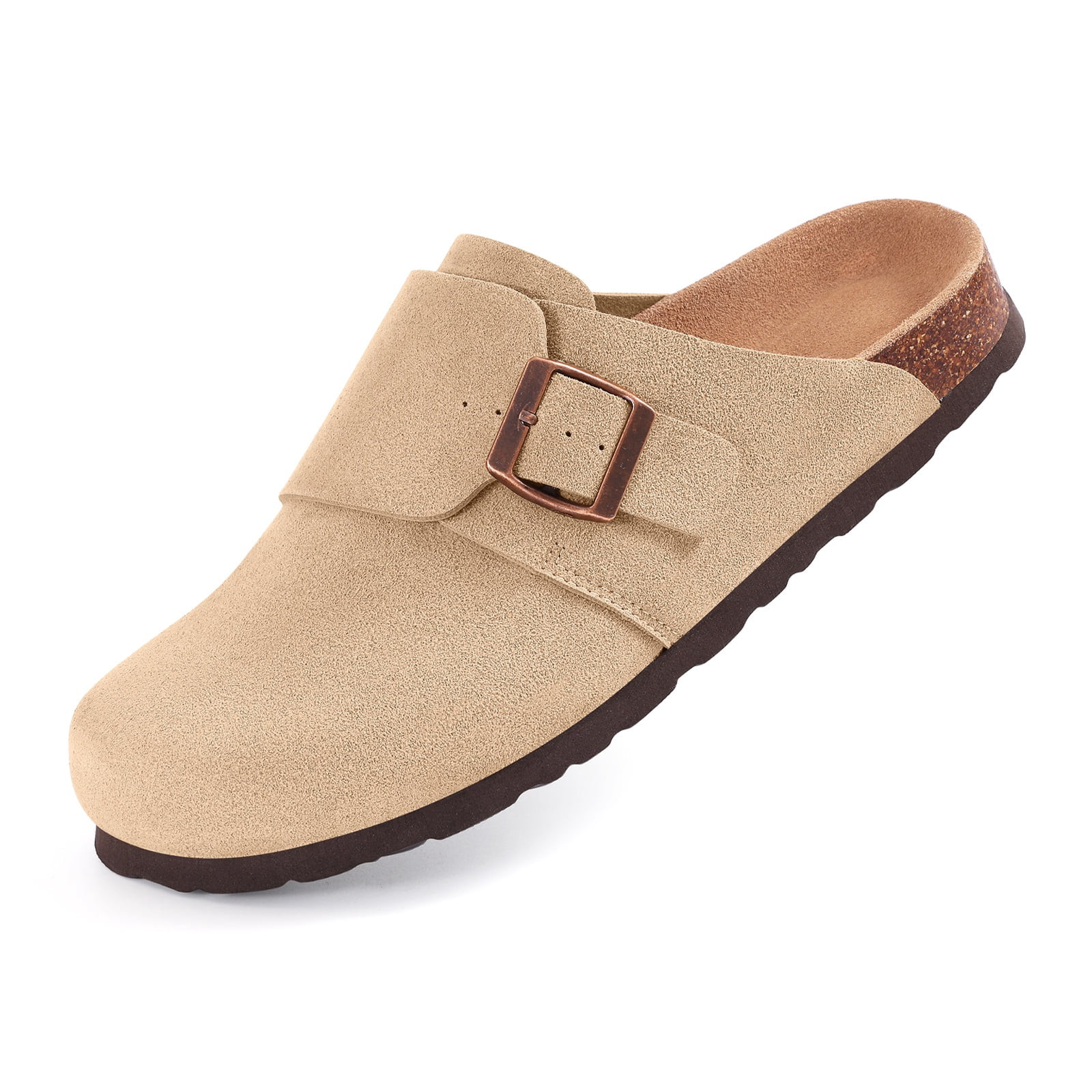 Litfun Suede Clogs for Women Cork Footbed Sandals Arch Support Potato Shoes with Adjustable Buckl... | Walmart (US)